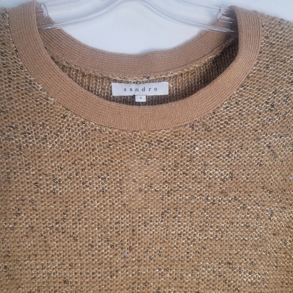 Sandro Paris Elegant Tan Knit wool mix Dress - Picture 8 of 9